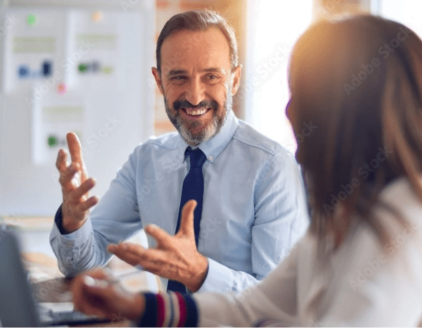 Project manager communicating project budget information